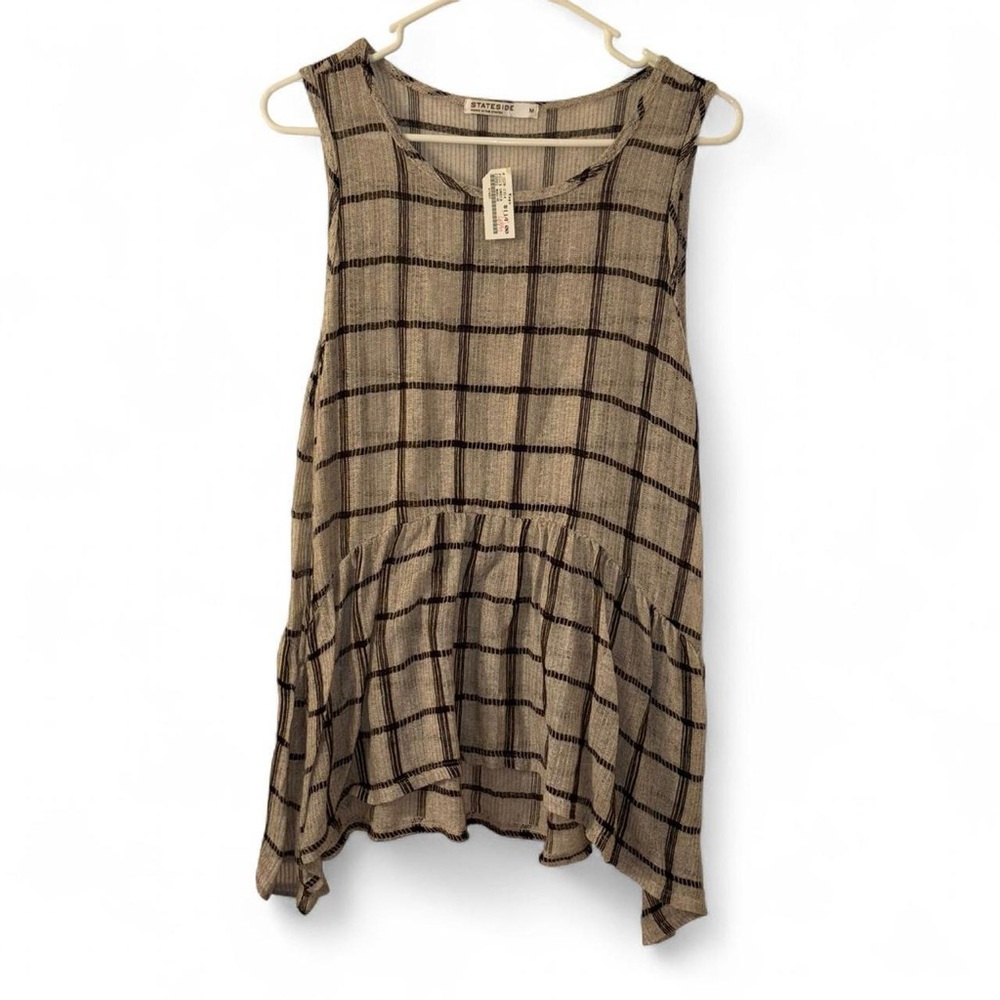 Stateside Beige Checkered Tank Top